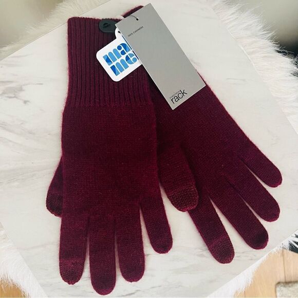 NORDSTROM Cashmere Tech Compatible Gloves, 100% Cashmere, Burgundy Luxury, NWT - Picture 1 of 11
